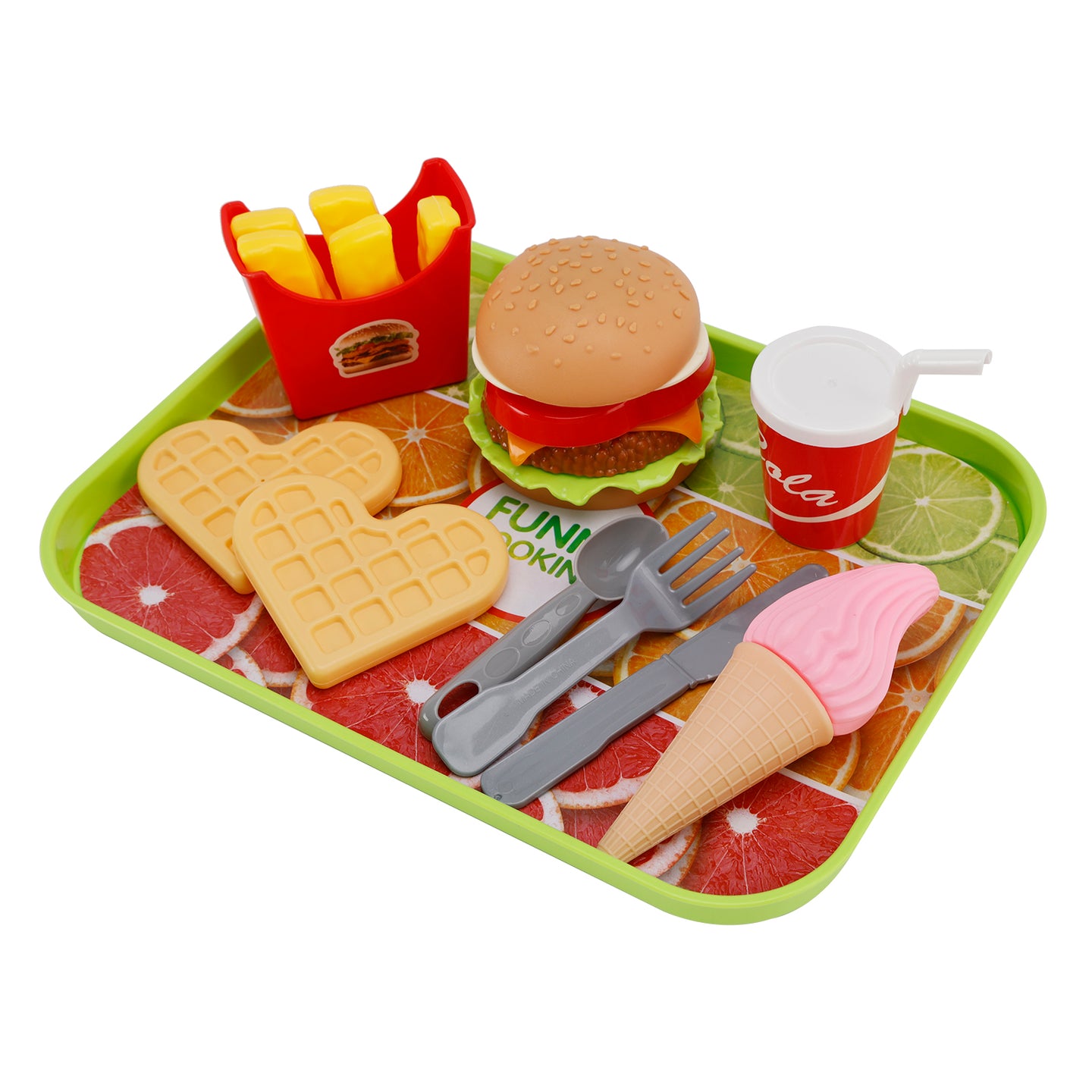 Hamburger Waffles Fries Drink Play Food Kitchen Set Children Toy Set For Kid (Copy)