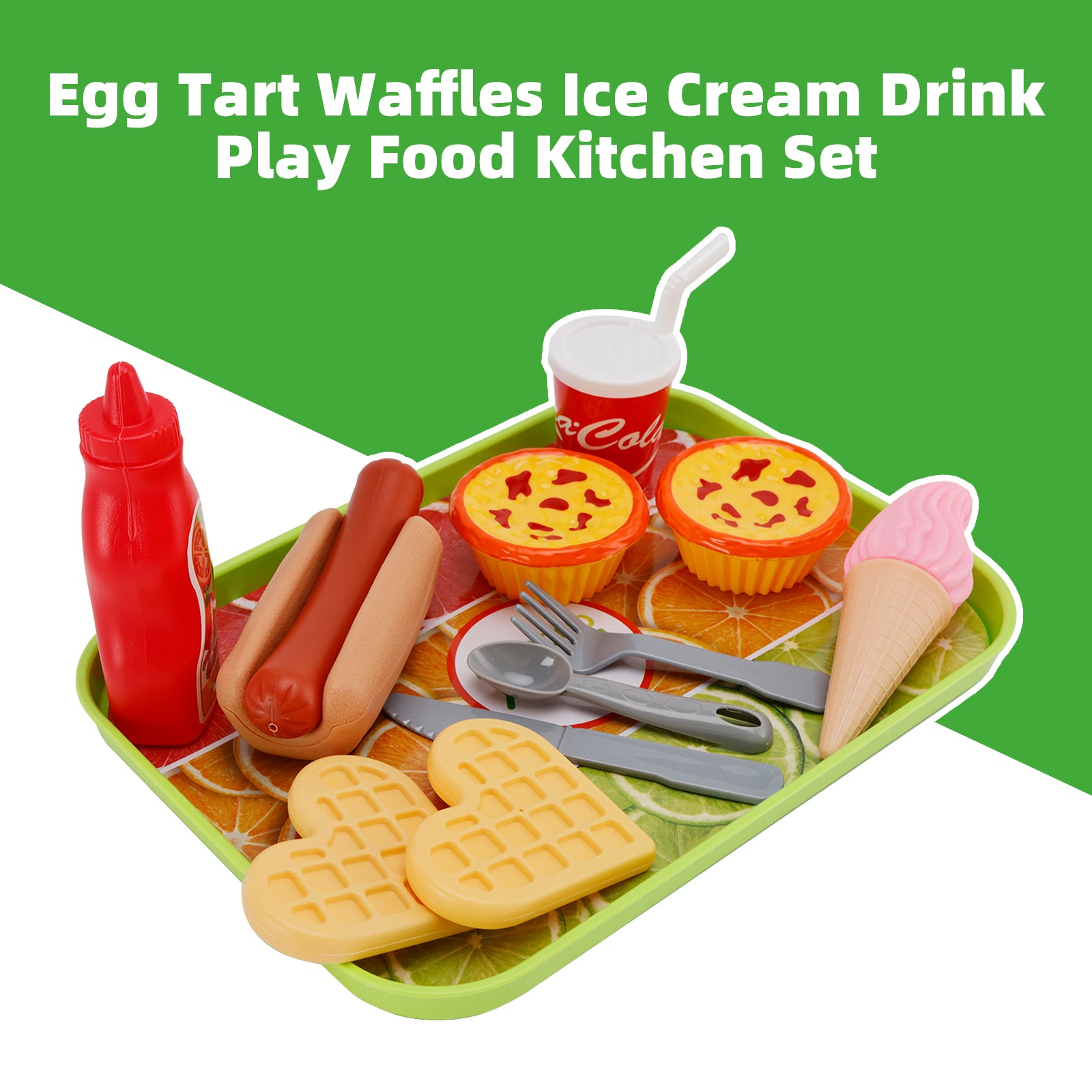 Egg Tart Waffles Ice Cream Drink Play Food Kitchen Set Children Toy Set For Kid (Copy)