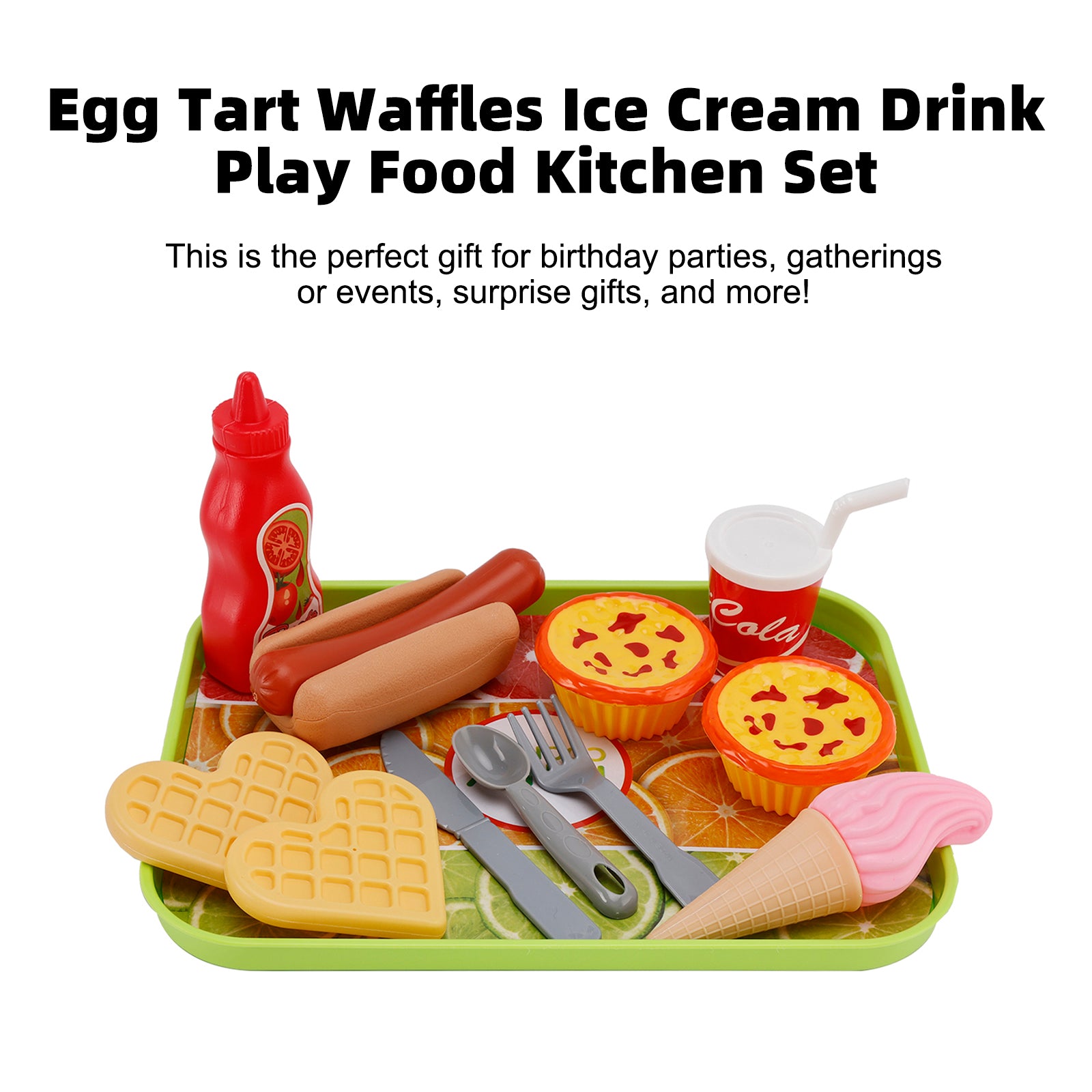 Egg Tart Waffles Ice Cream Drink Play Food Kitchen Set Children Toy Set For Kid (Copy)
