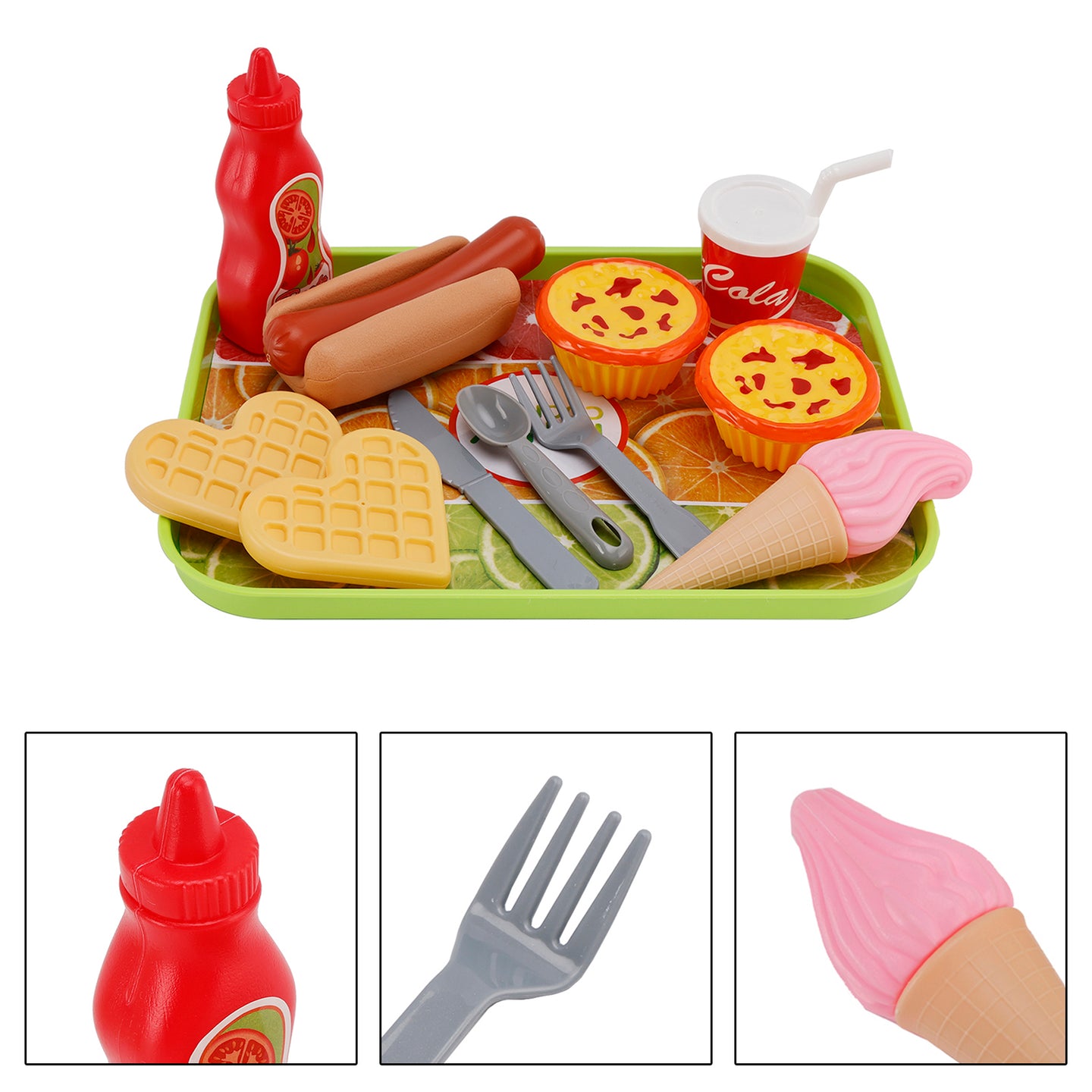 Egg Tart Waffles Ice Cream Drink Play Food Kitchen Set Children Toy Set For Kid (Copy)