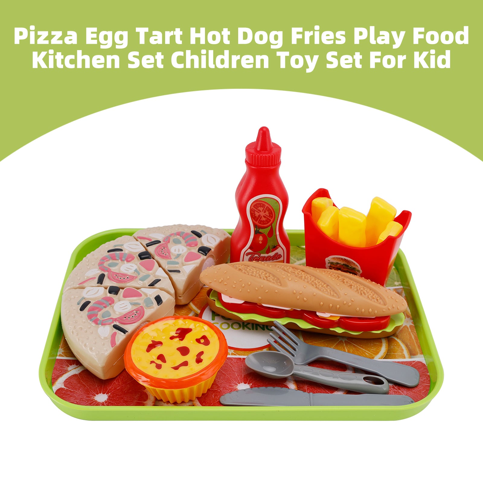 Pizza Egg Tart Hot Dog Fries Play Food Kitchen Set Children Toy Set For Kid (Copy)