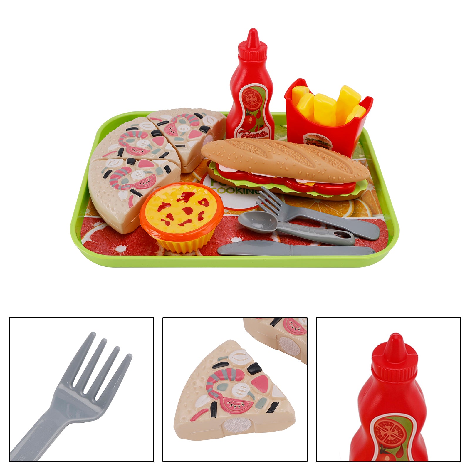 Pizza Egg Tart Hot Dog Fries Play Food Kitchen Set Children Toy Set For Kid (Copy)