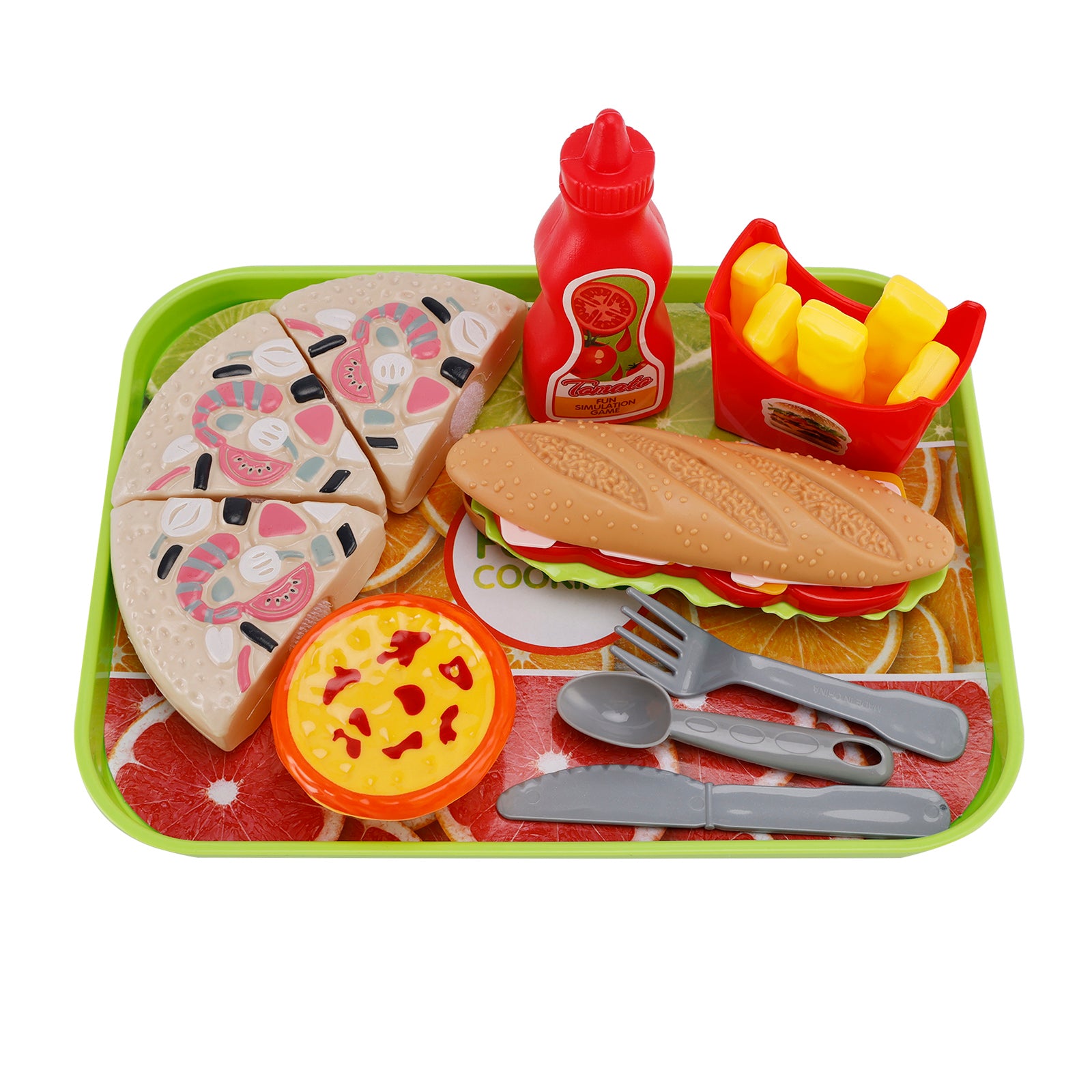 Pizza Egg Tart Hot Dog Fries Play Food Kitchen Set Children Toy Set For Kid (Copy)