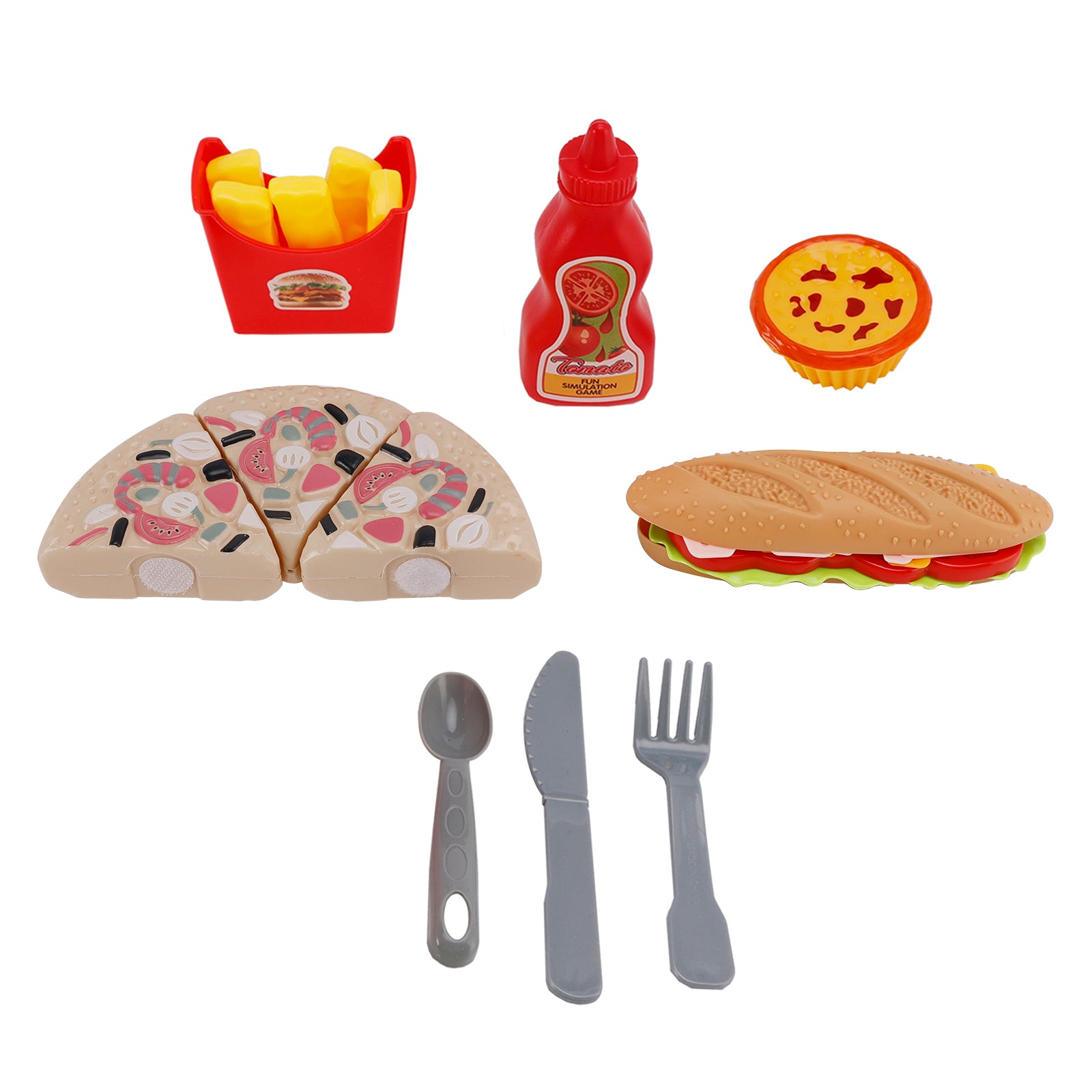Pizza Egg Tart Hot Dog Fries Play Food Kitchen Set Children Toy Set For Kid (Copy)