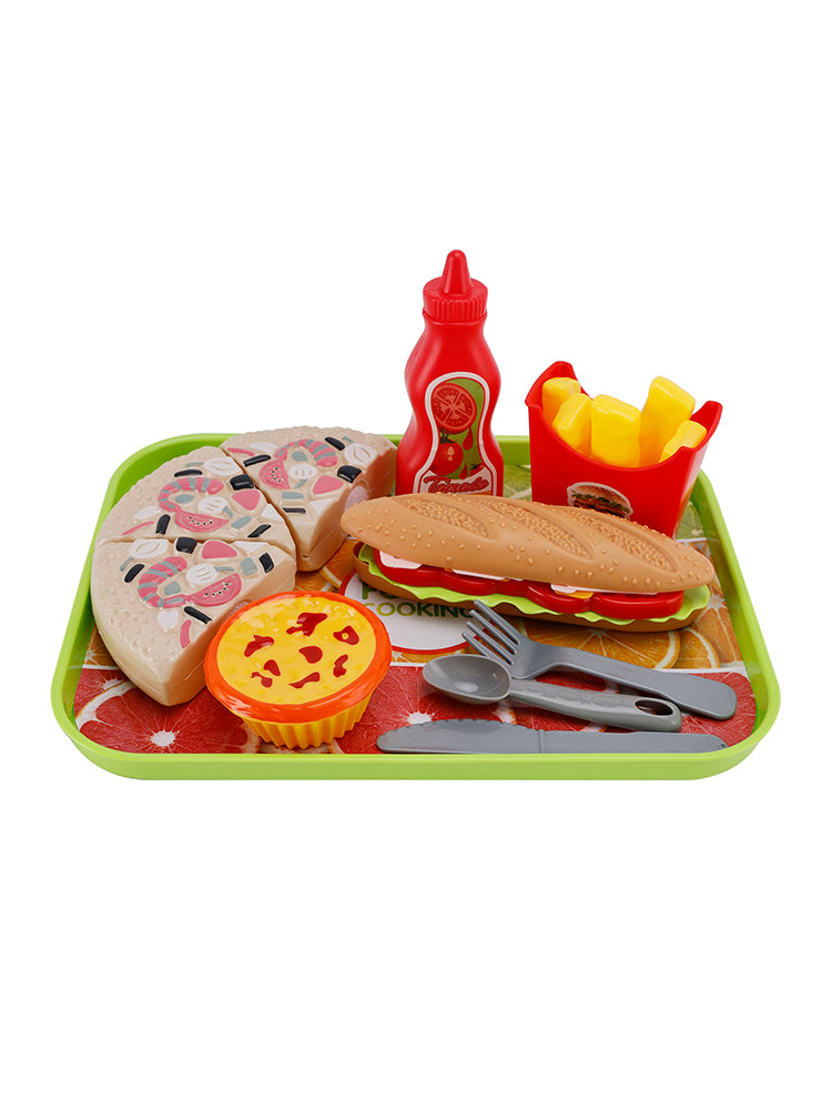 Pizza Egg Tart Hot Dog Fries Play Food Kitchen Set Children Toy Set For Kid (Copy)