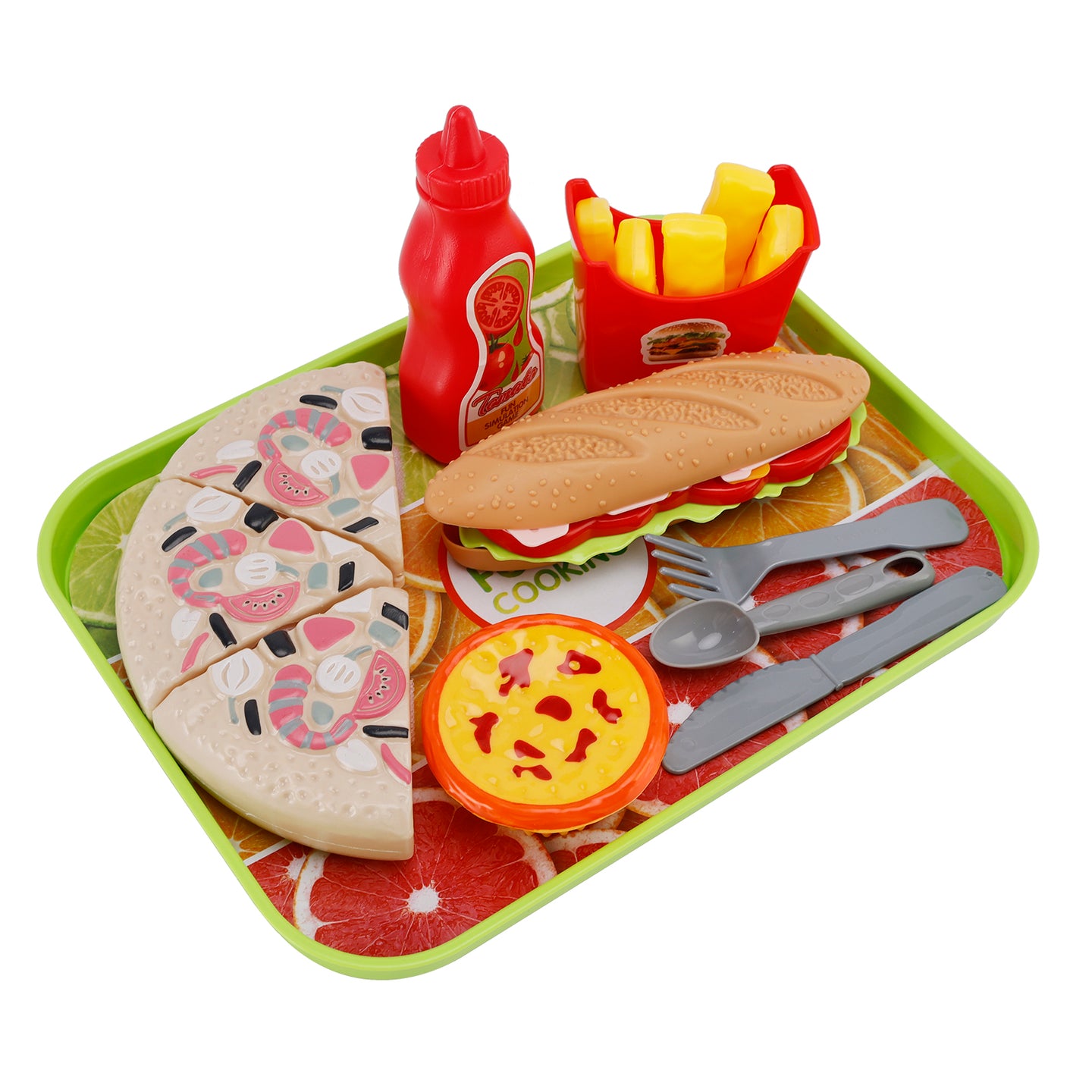 Pizza Egg Tart Hot Dog Fries Play Food Kitchen Set Children Toy Set For Kid (Copy)
