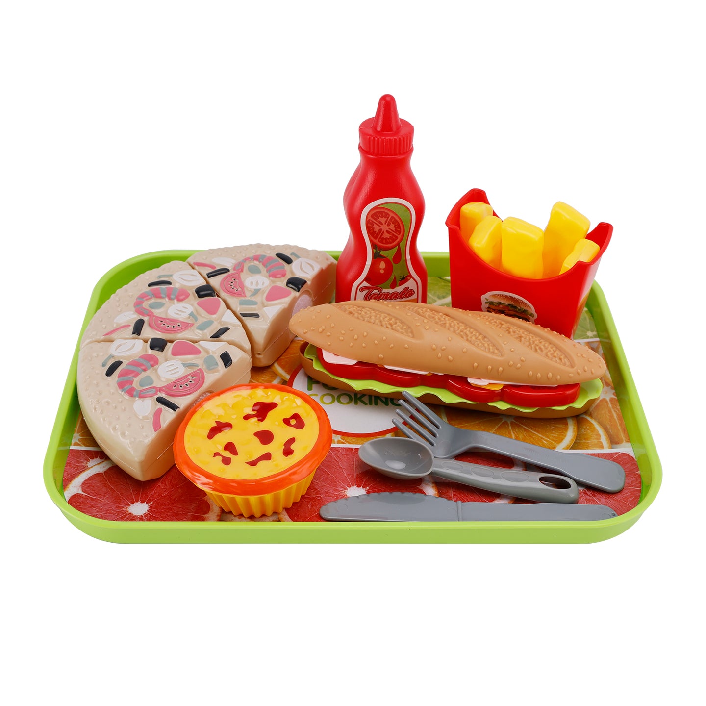 Pizza Egg Tart Hot Dog Fries Play Food Kitchen Set Children Toy Set For Kid (Copy)