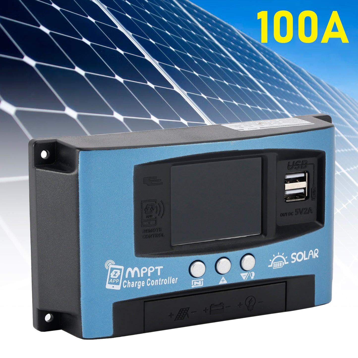 100A MPPT Solar Controller Bluetooth Temperature Monitoring Charging 12V~60V