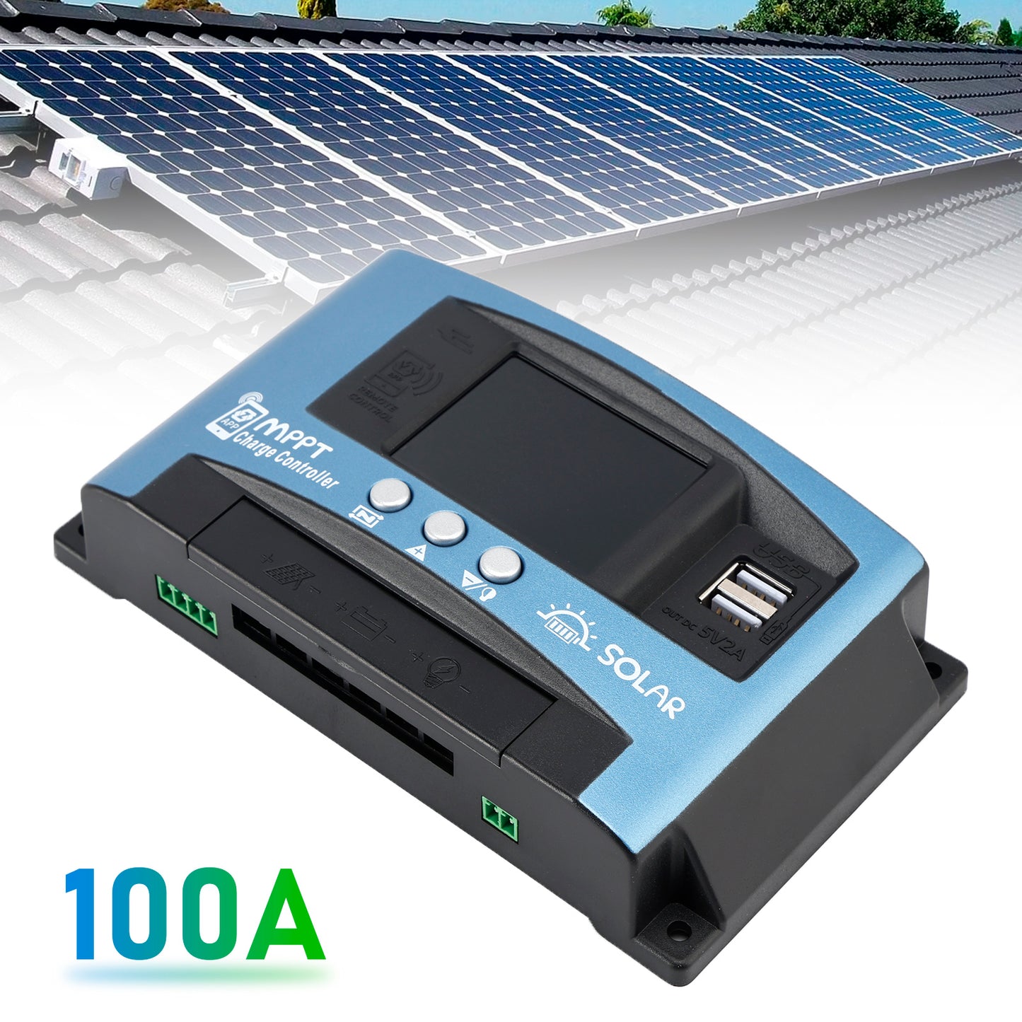 100A MPPT Solar Controller Bluetooth Temperature Monitoring Charging 12V~60V