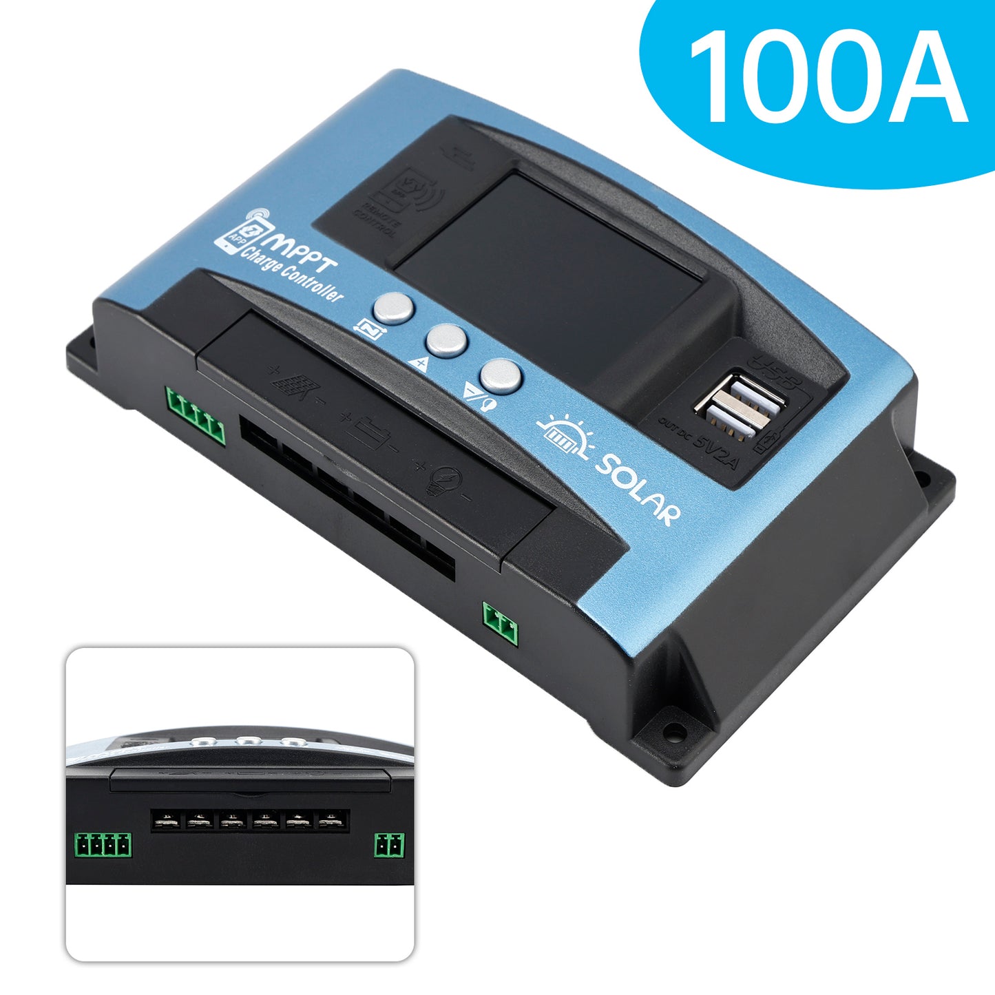 100A MPPT Solar Controller Bluetooth Temperature Monitoring Charging 12V~60V