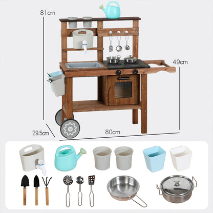 Wooden Outdoor Mud Kitchen,Outdoor Play Kitchen Set,Children's Outdoor Toy Kitchen Set