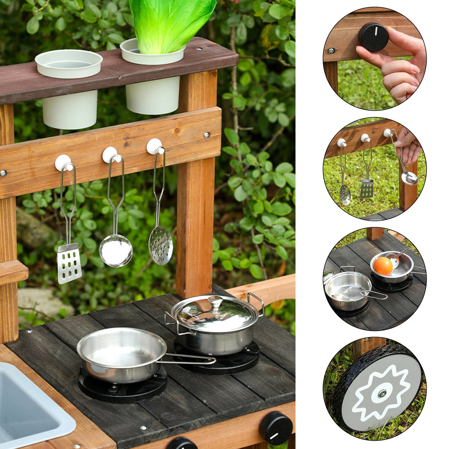 Wooden Outdoor Mud Kitchen,Outdoor Play Kitchen Set,Children's Outdoor Toy Kitchen Set