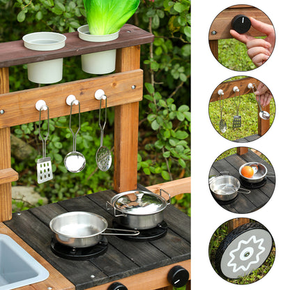 Wooden Outdoor Mud Kitchen,Outdoor Play Kitchen Set,Children's Outdoor Toy Kitchen Set