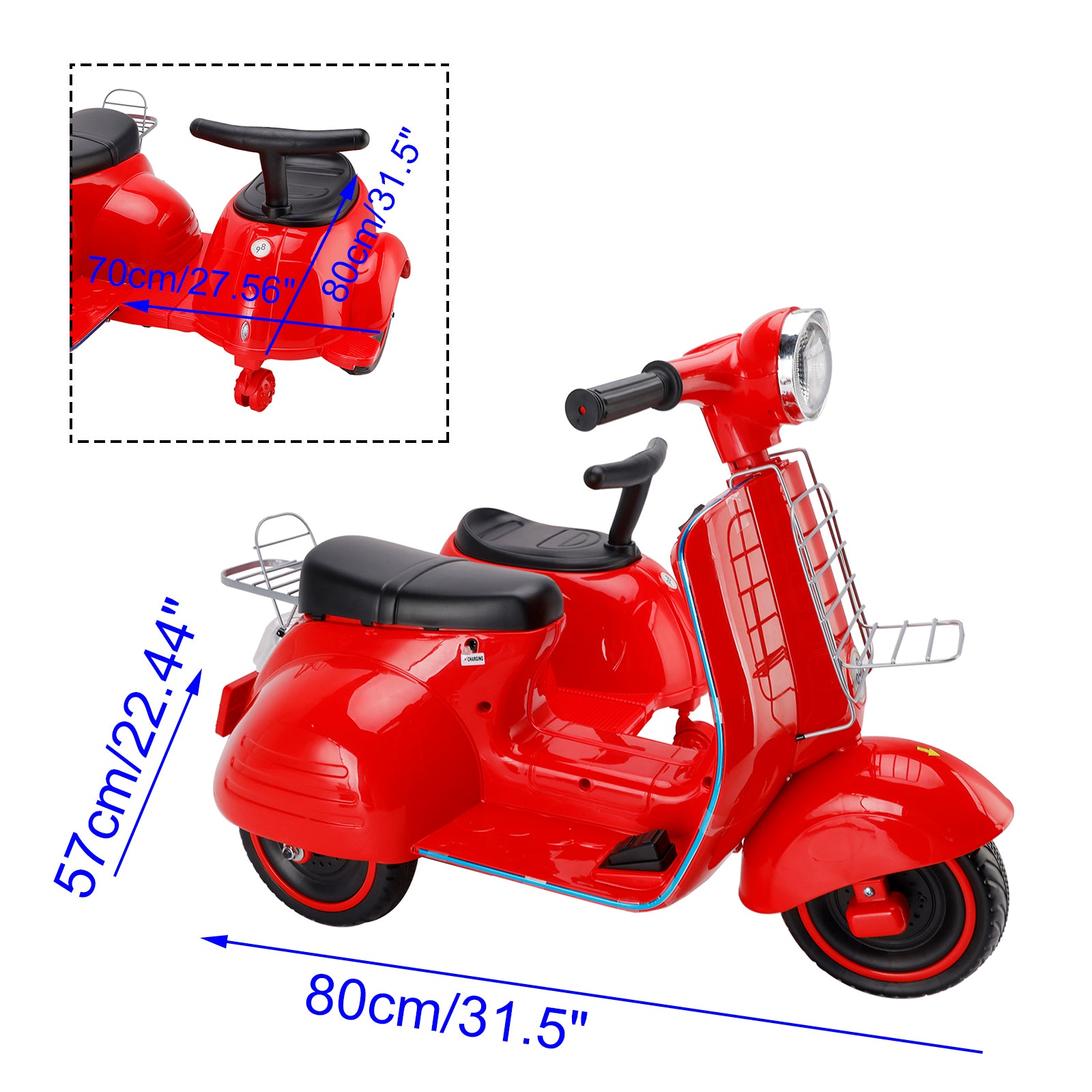 Dual Electric 6V Kid Ride On Motorcycle With Side 5 Wheel Electric Kid Car