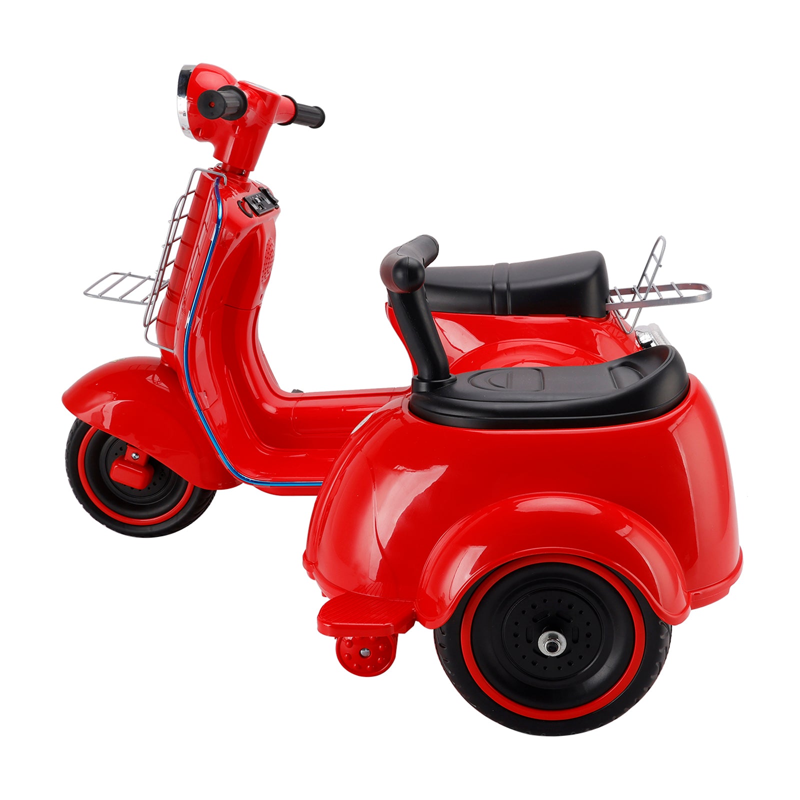 Dual Electric 6V Kid Ride On Motorcycle With Side 5 Wheel Electric Kid Car