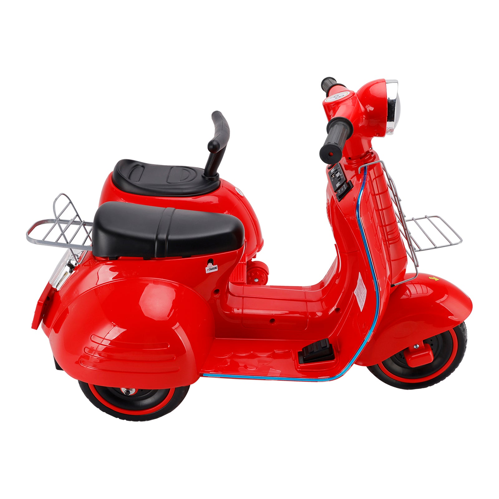 Dual Electric 6V Kid Ride On Motorcycle With Side 5 Wheel Electric Kid Car