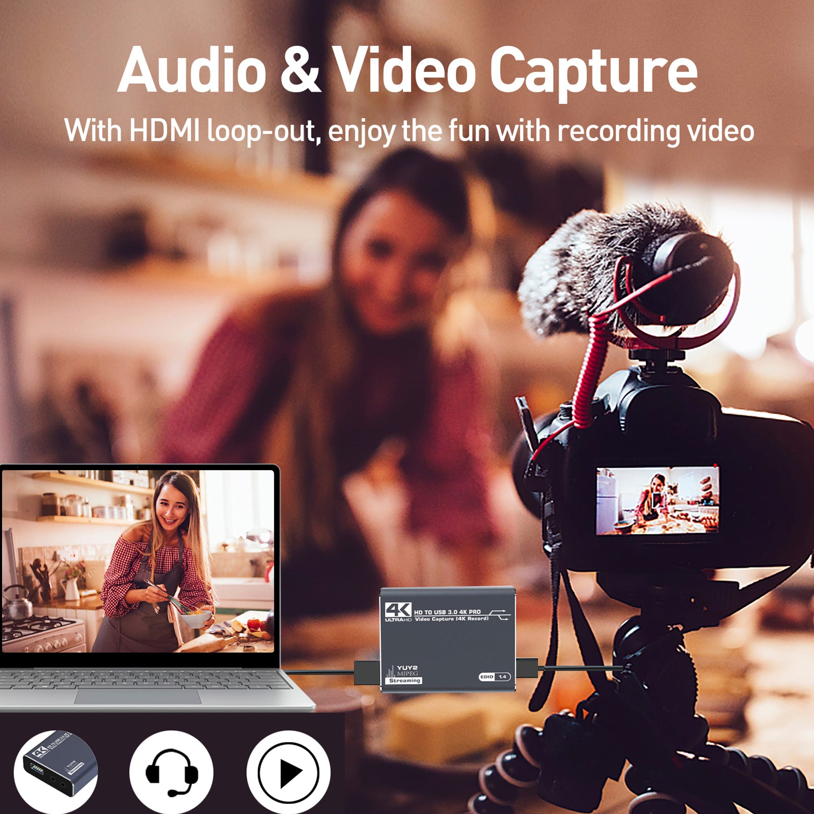HDMI Acquisition Card 4K Video Live Broadcast USB3.0 Data Camera PS4 Recording