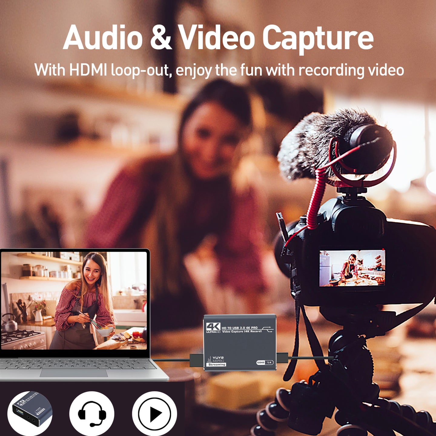 HDMI Acquisition Card 4K Video Live Broadcast USB3.0 Data Camera PS4 Recording