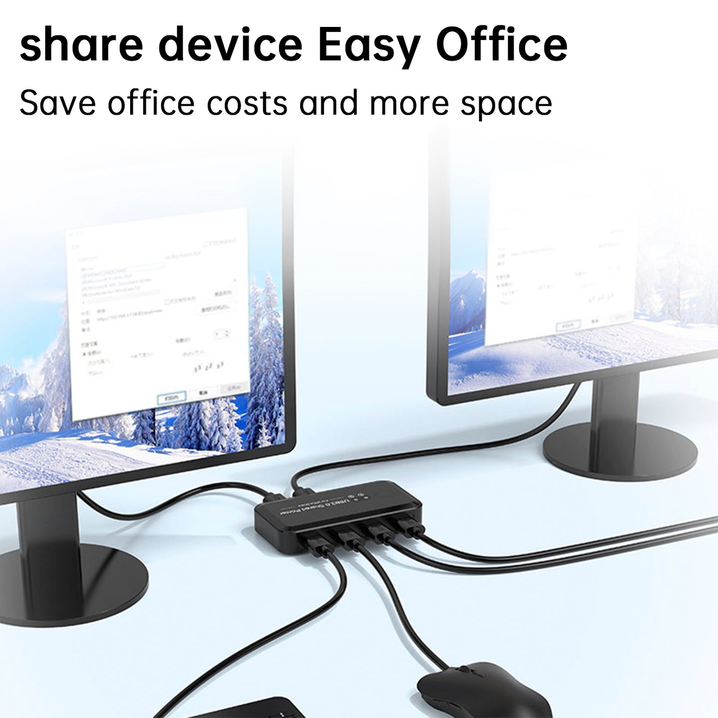 USB3.0 Switcher 2-Input 4-Output Printer Sharing Device Dual Computers Share