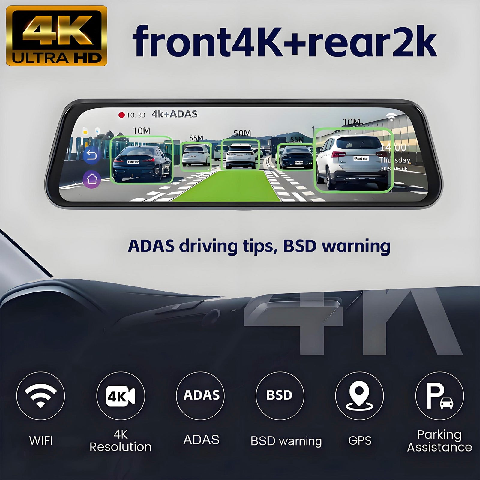 10-inch Full Screen HD 1080P Rearview Mirror Streaming Media Driving Recorder