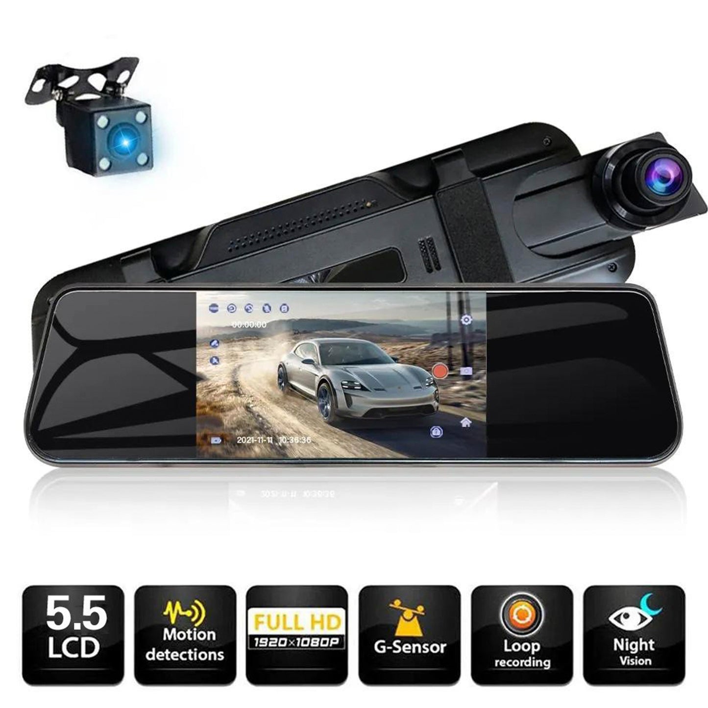 10-inch Full Screen HD 1080P Rearview Mirror Streaming Media Driving Recorder