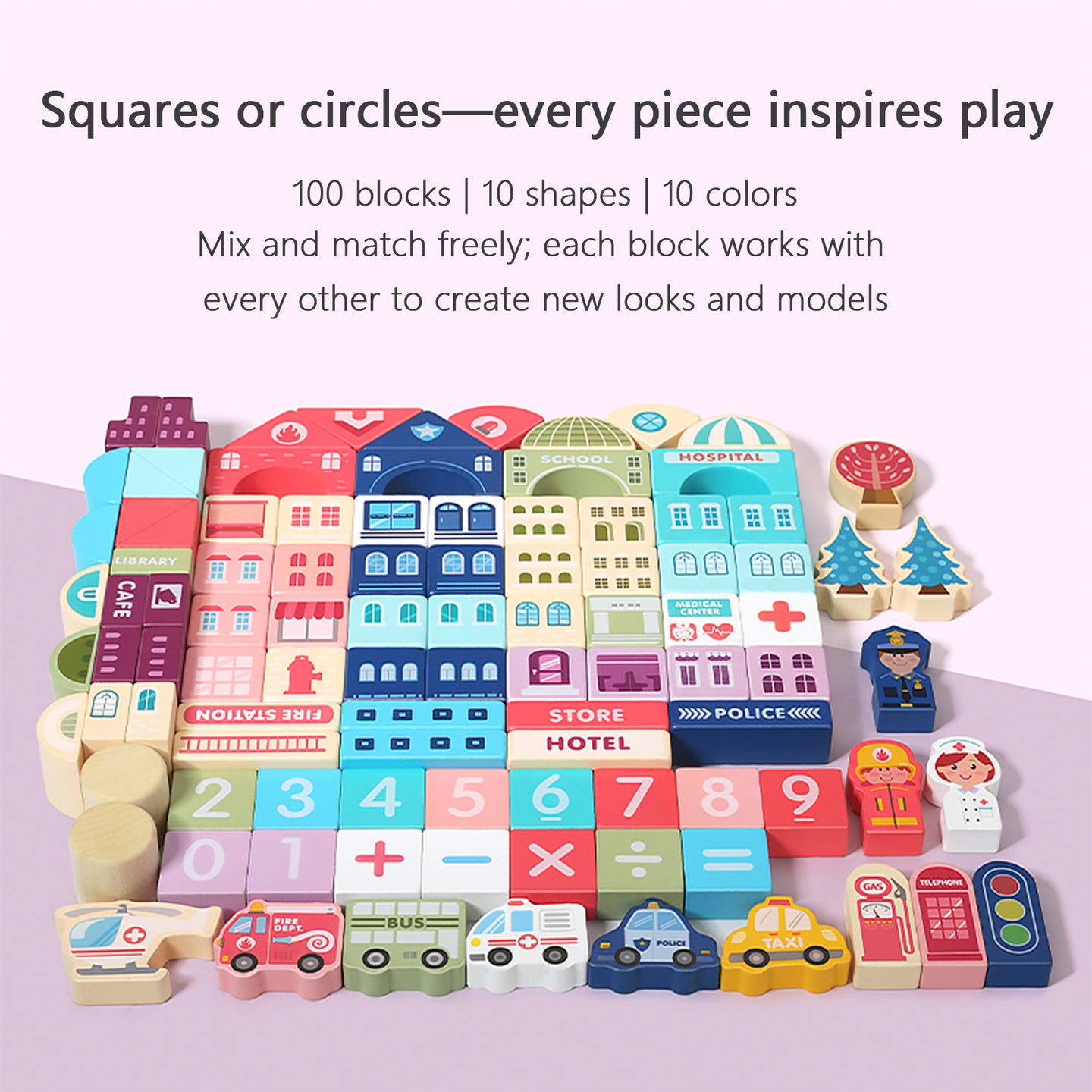 Urban Street Scene Building Blocks Set for Toddlers -185 Durable Blocks with Educational Puzzle-Kid’s Blocks
