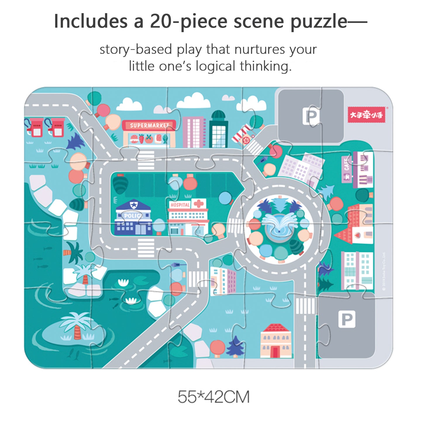 Urban Street Scene Building Blocks Set for Toddlers -140 Durable Blocks with Educational Puzzle-Kid’s Blocks