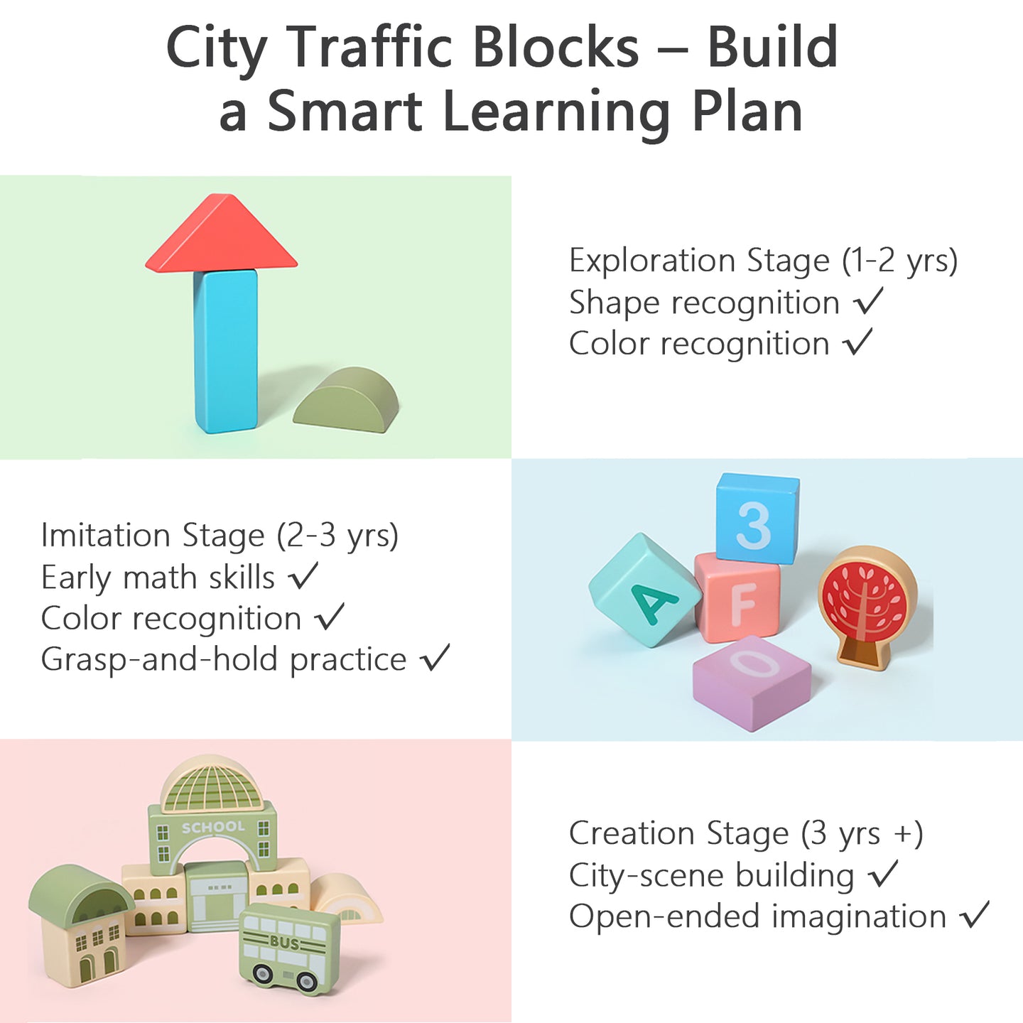 Urban Street Scene Building Blocks Set for Toddlers -140 Durable Blocks with Educational Puzzle-Kid’s Blocks