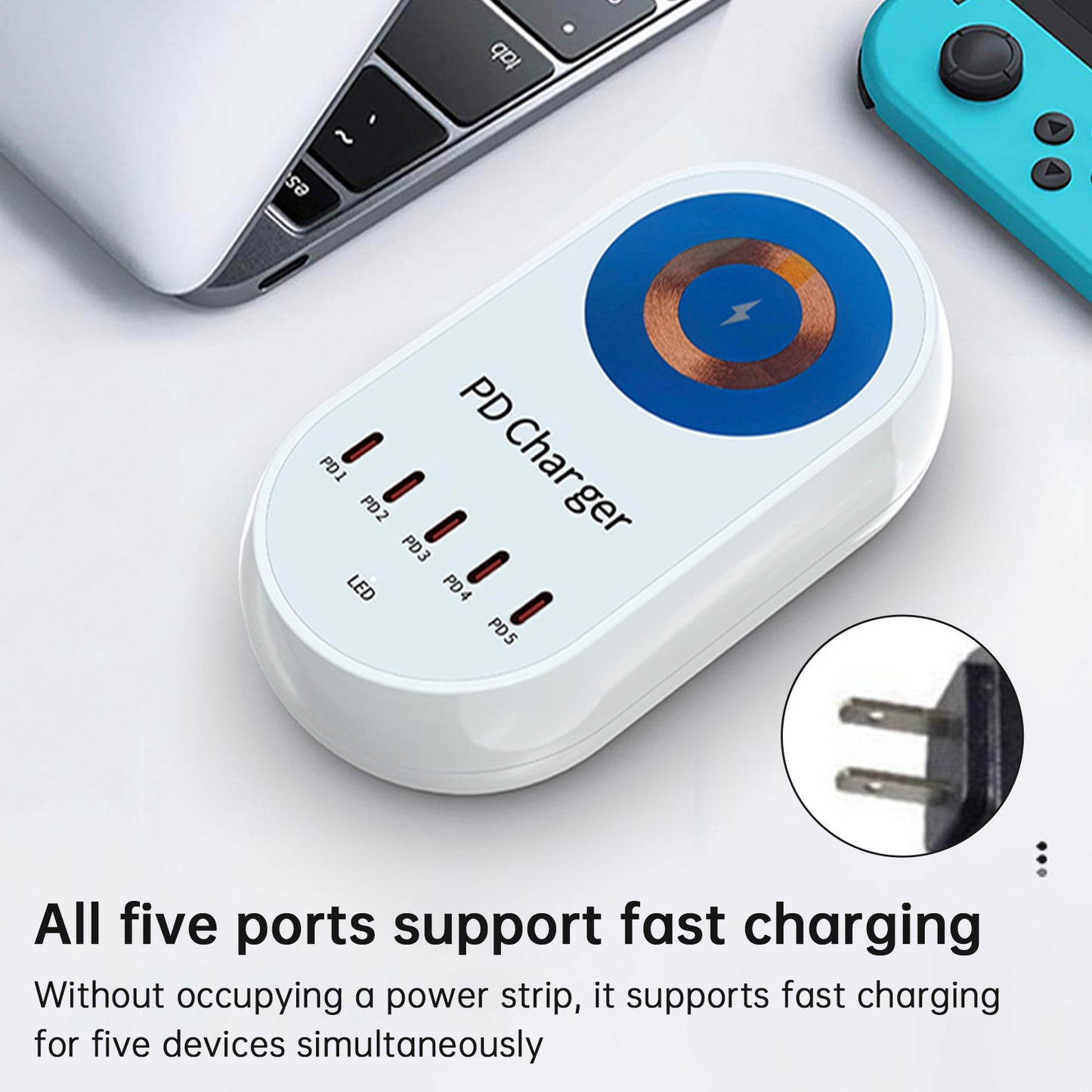 140W PD Multi-Port Charger Magnetic Wireless Fast Charging PD100W Laptop Charger