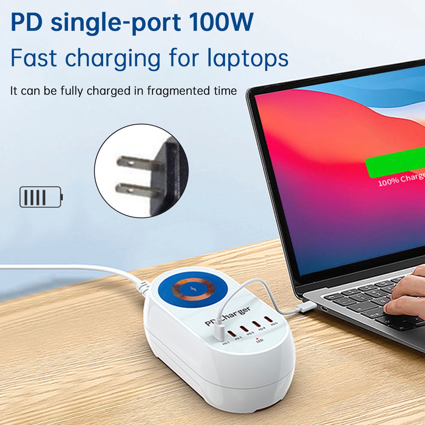140W PD Multi-Port Charger Magnetic Wireless Fast Charging PD100W Laptop Charger