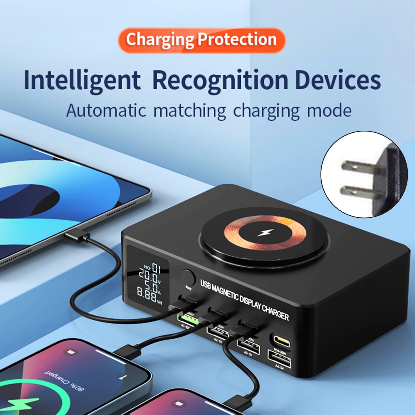 140W Fast Charging Charger Intelligent Digital Display PD100W Magnetic Wireless