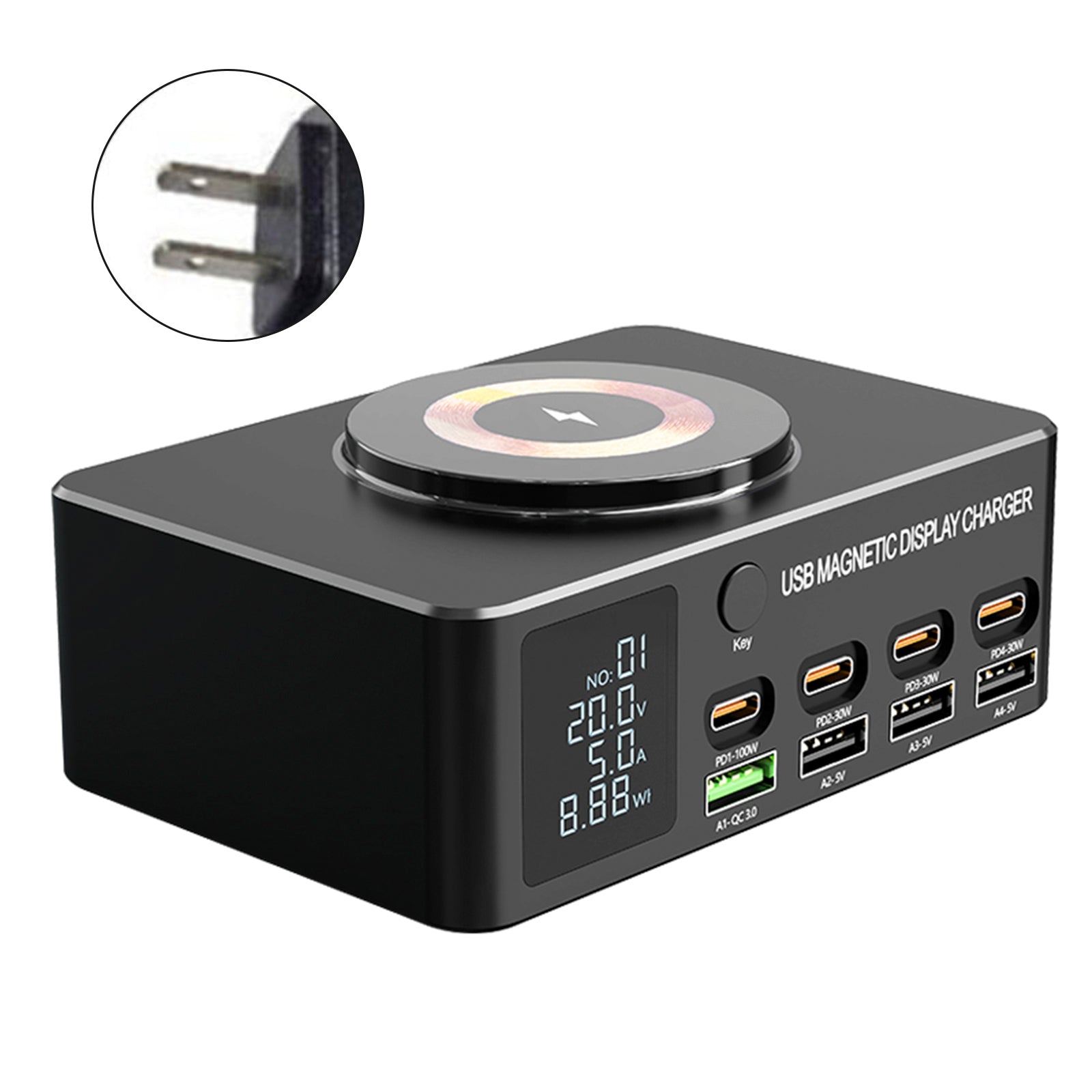 140W Fast Charging Charger Intelligent Digital Display PD100W Magnetic Wireless