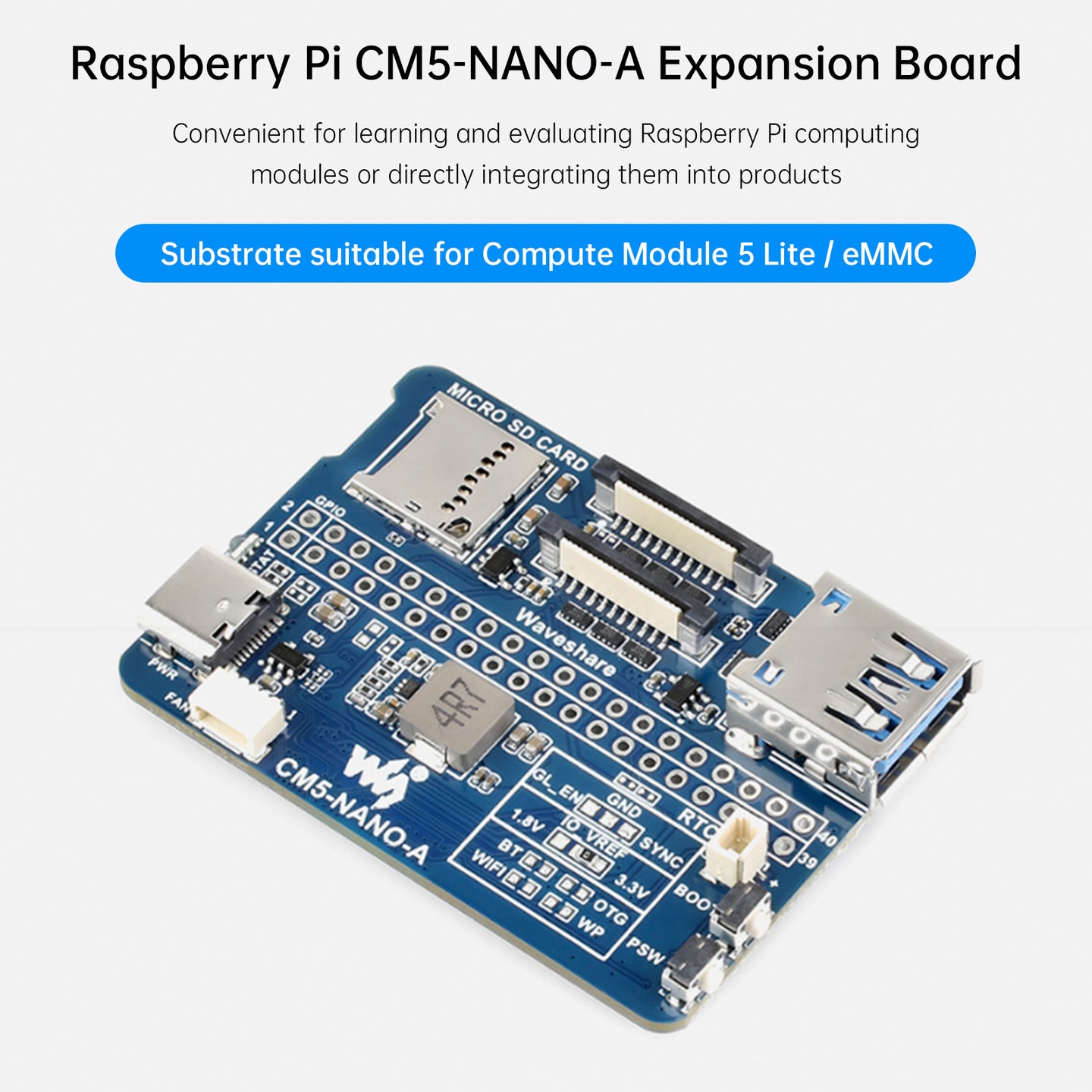 Raspberry CM5 Compute Module IO Baseboard Compute Module 5 Basic Expansion Board