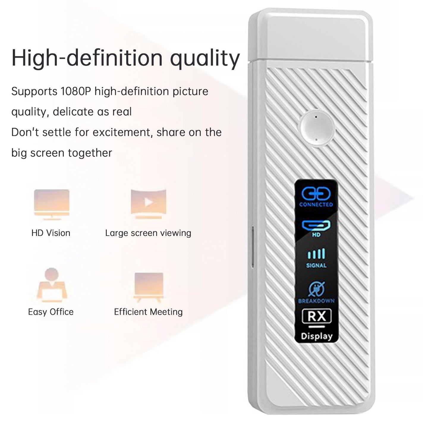 HDMI Wireless Screen Projector HD 1080P 50M Video Transmitter Receiver White