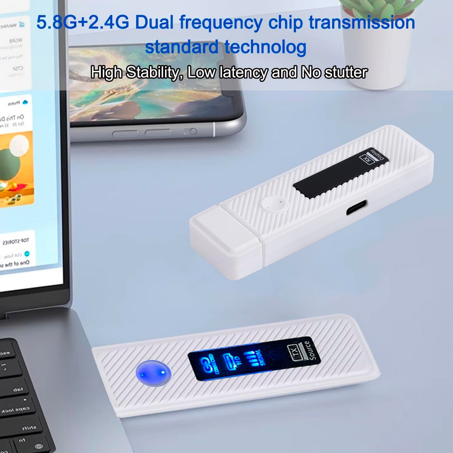 HDMI Wireless Screen Projector HD 1080P 50M Video Transmitter Receiver White