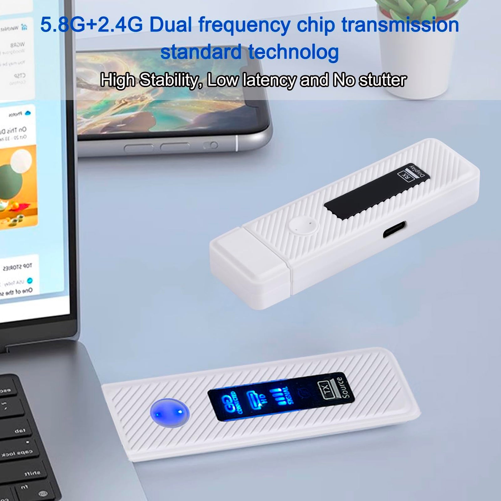 HDMI Wireless Screen Projector HD 1080P 50M Video Transmitter Receiver White