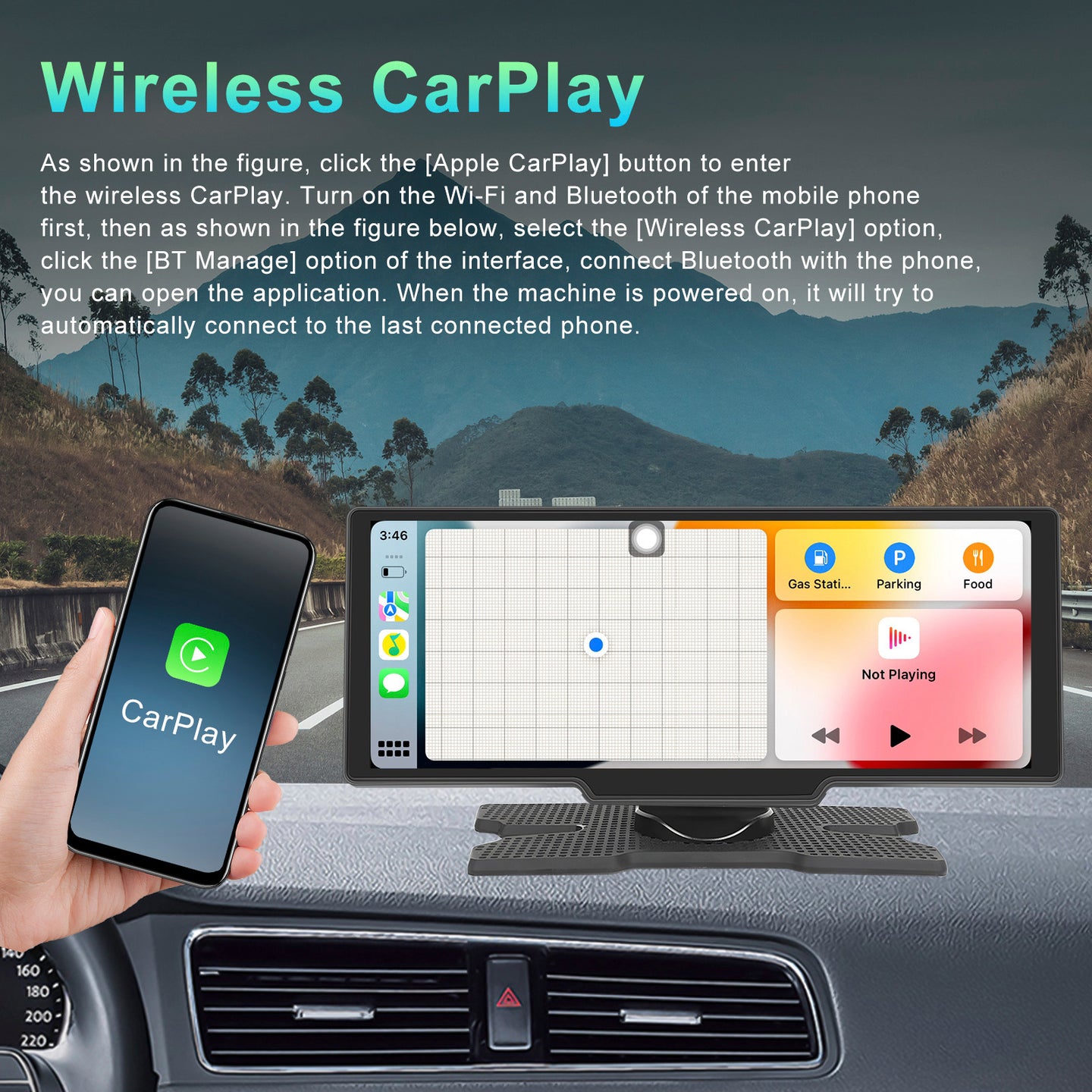 10.26inch HD Car Display CarPlay Car Navigation all-in-one Machine 12 LED Camera