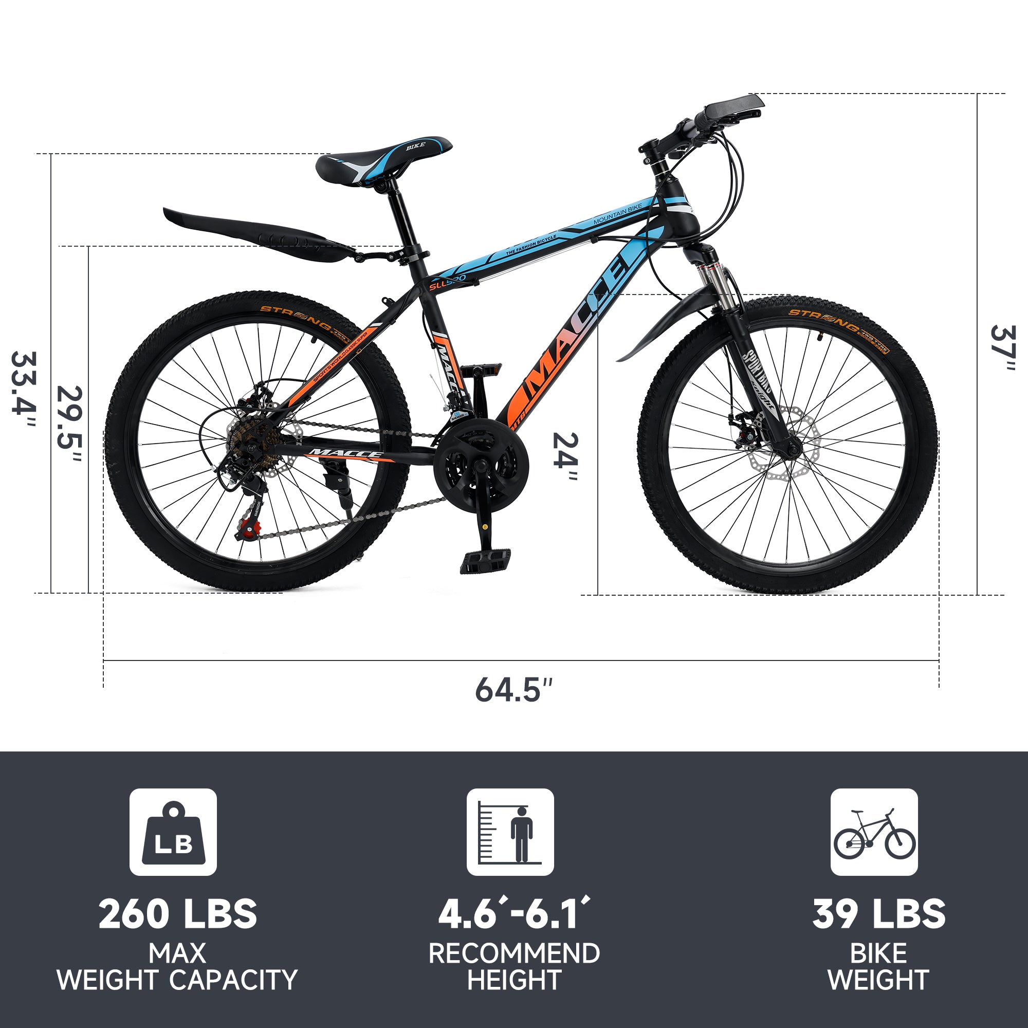 24 inch 24 Speed MTB Adult Mountain Bicycle w/ Fender (Copy)