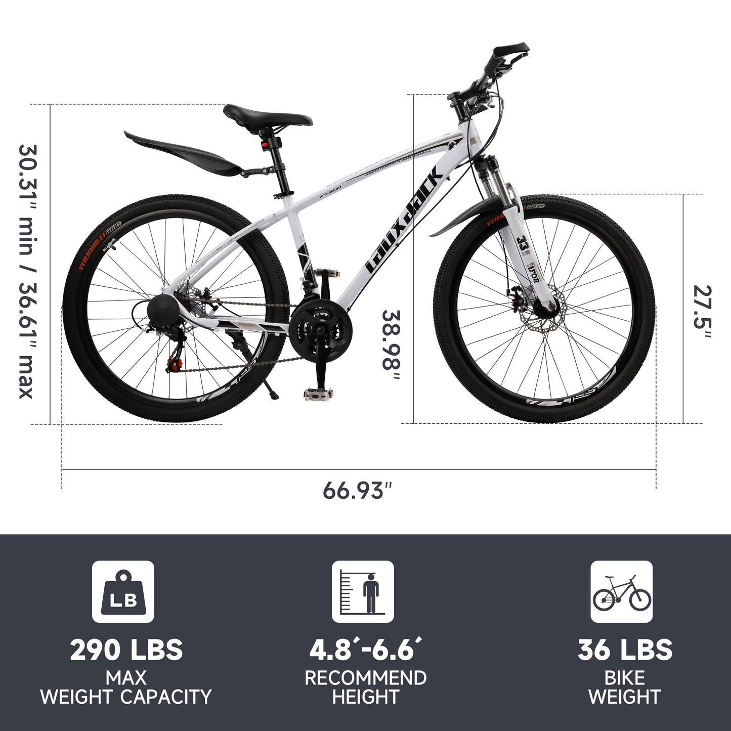 27.5 inches Mountain Bike 21 Speed Bikes With Lock+Air Pump