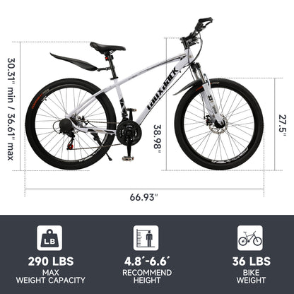 27.5 inches Mountain Bike 21 Speed Bikes With Lock+Air Pump