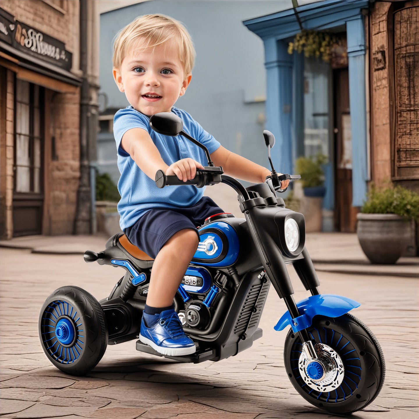 3-Wheel 6V Kids Ride-On Motorcycle with Music & Lights – Blue (Copy)