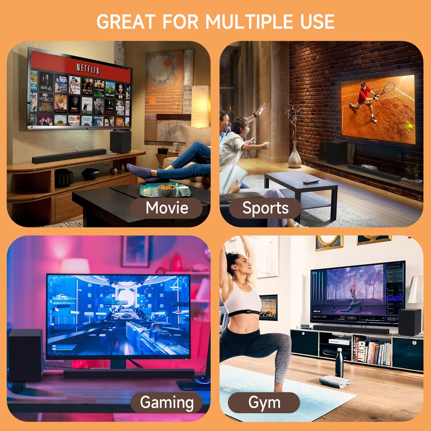 Powerful Bluetooth Subwoofer Soundbar | Heavy Bass & HiFi Sound for TV/Movies