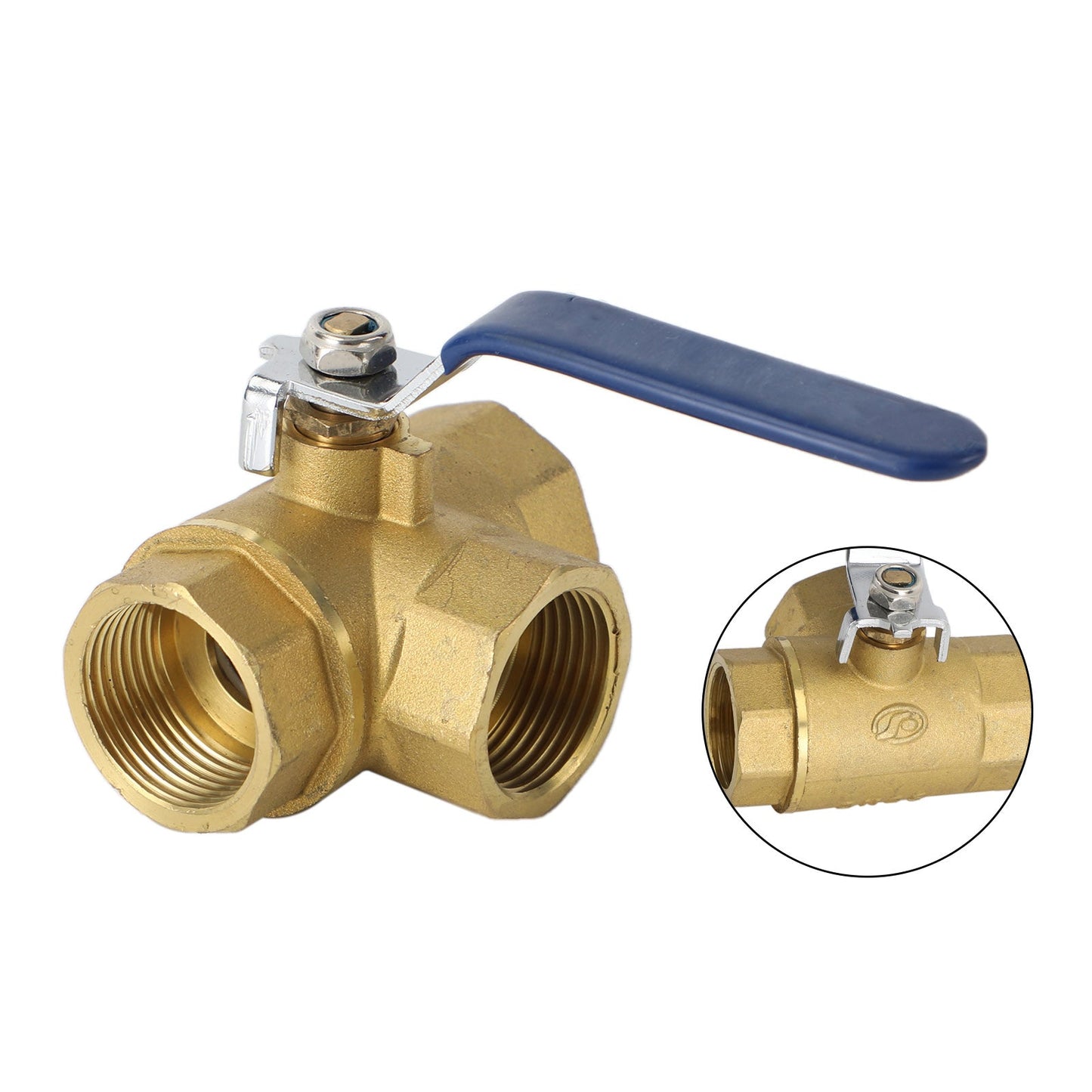 3-Way Ball Valve Female T Port Lever Handle Made Of Forged Brass