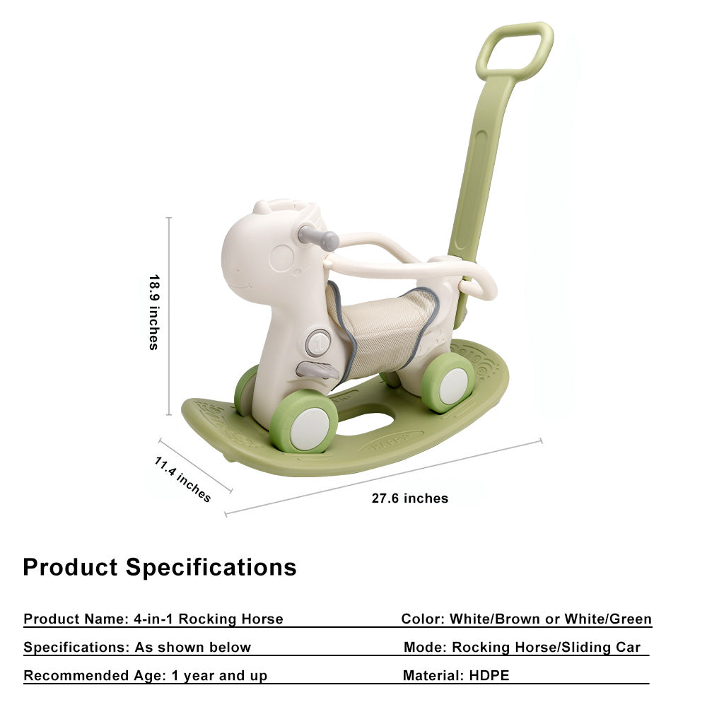 4-in-1 Baby Rocking Horse for Toddlers 1-3 Years – Ride-On Toy with Detachable Balance Board