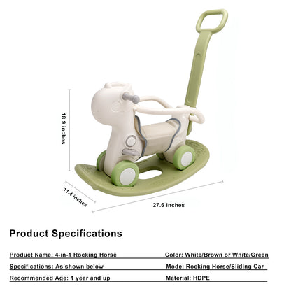 4-in-1 Baby Rocking Horse for Toddlers 1-3 Years – Ride-On Toy with Detachable Balance Board