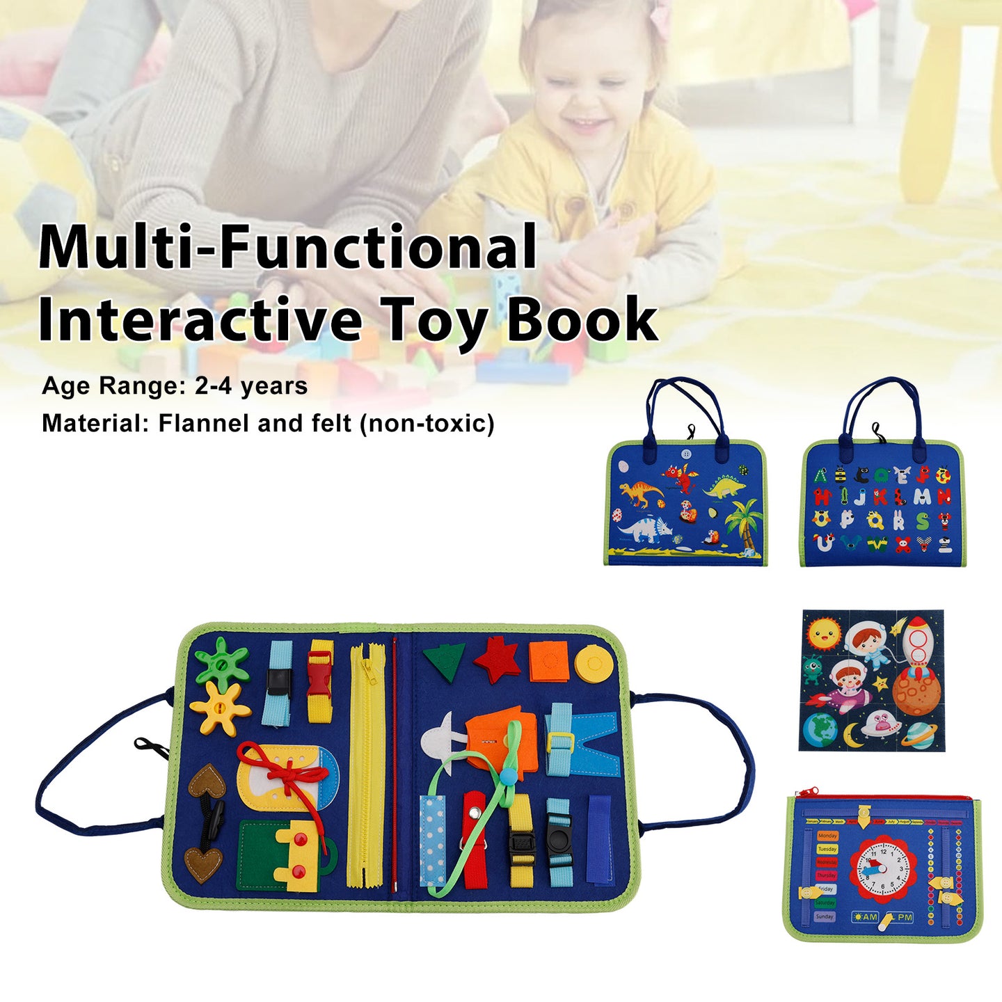 Montessori Activity Board for Toddlers Ideal for Quiet Play—Educational Gift for Children Aged 2-4