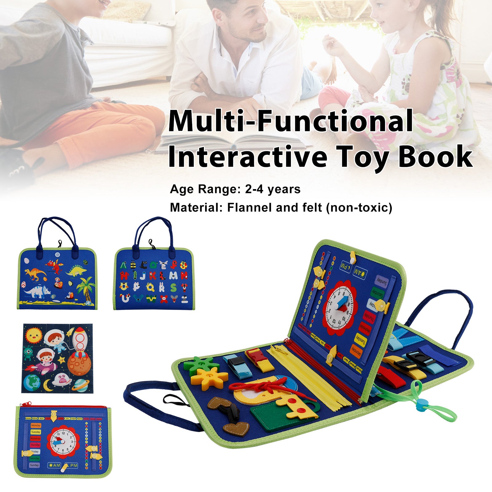 Montessori Activity Board for Toddlers Ideal for Quiet Play—Educational Gift for Children Aged 2-4