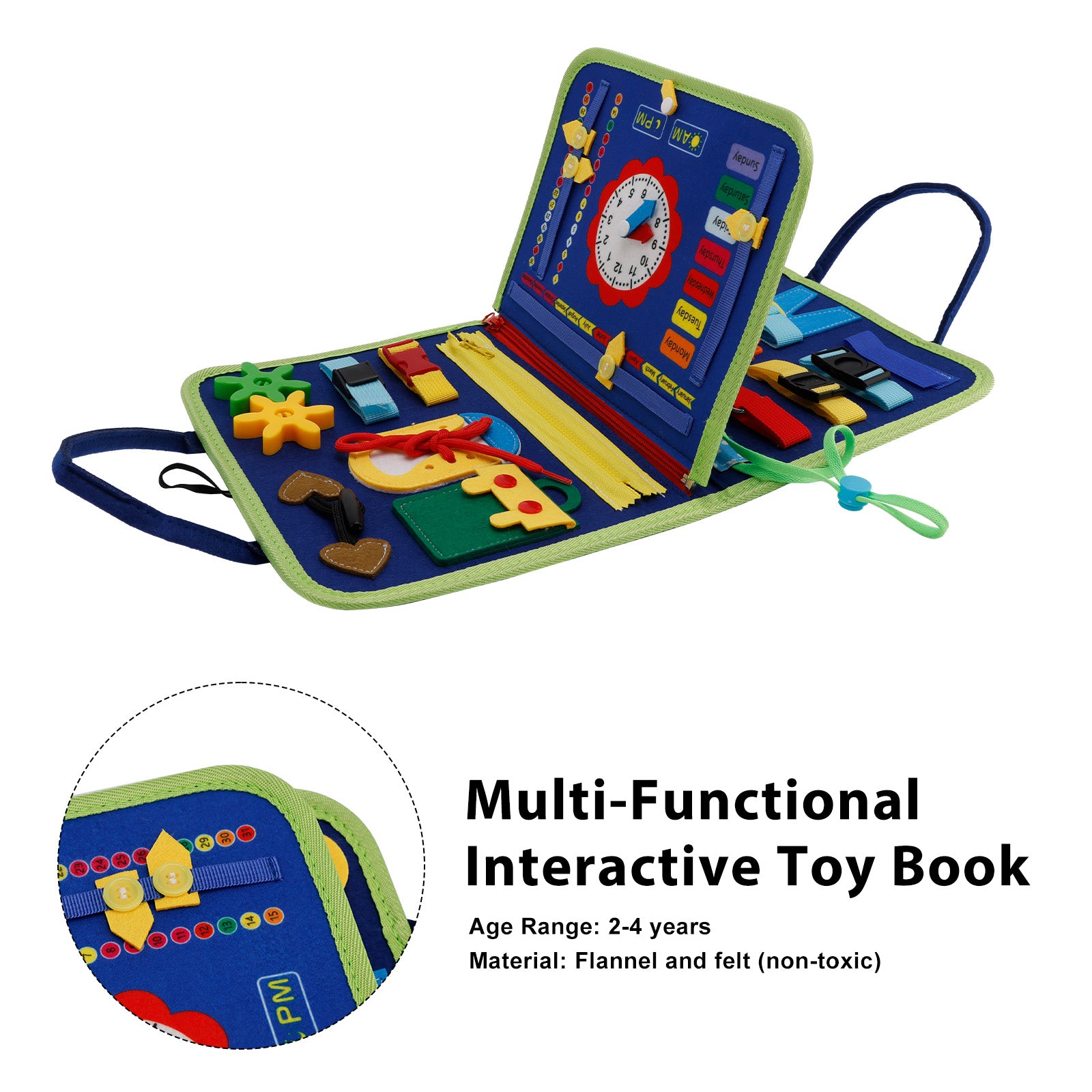 Montessori Activity Board for Toddlers Ideal for Quiet Play—Educational Gift for Children Aged 2-4
