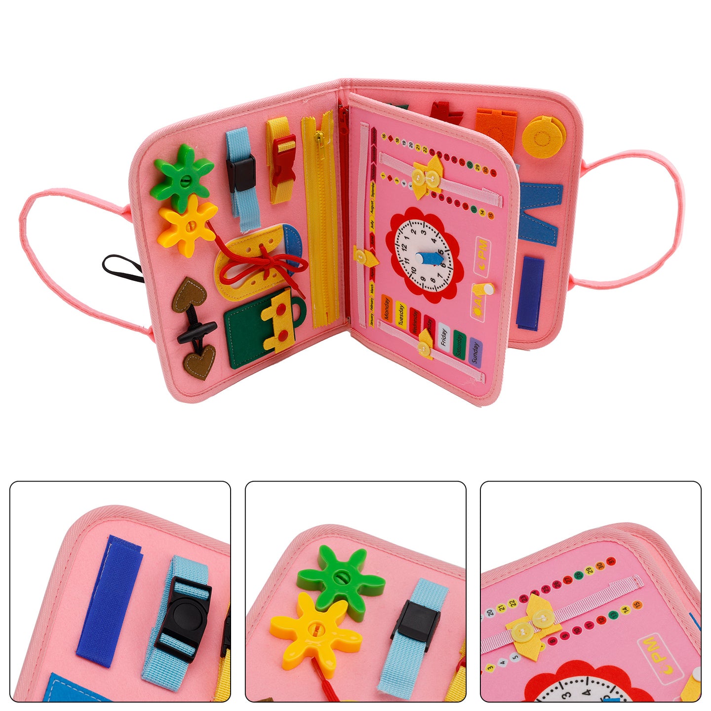 Montessori Activity Board for Toddlers Multi-Functional Interactive Toy Book—Zippers Ideal for Quiet Play—Educational Gift for Children Aged 2-4