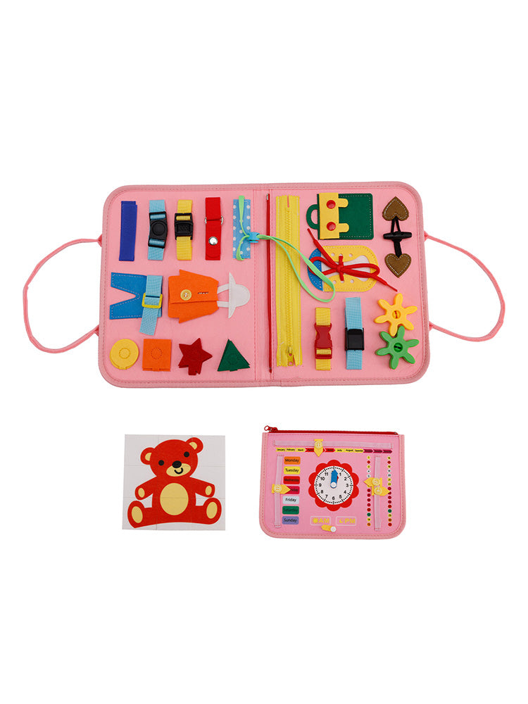 Montessori Activity Board for Toddlers Multi-Functional Interactive Toy Book—Zippers Ideal for Quiet Play—Educational Gift for Children Aged 2-4